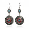 Vintage ethnic style earrings - with rhinestones / red enamelEarrings