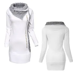 Witte lange trui - hoge kraag - lange mouw - met metalen versieringenHoodies & Truien