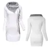 White long sweater - high collar - long sleeve - with metal decorationsHoodies & Jumpers