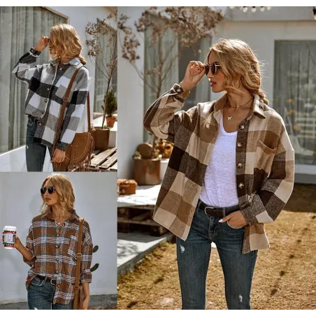 Vintage geruit overhemd - met knopen - lange mouwBlouses & overhemden