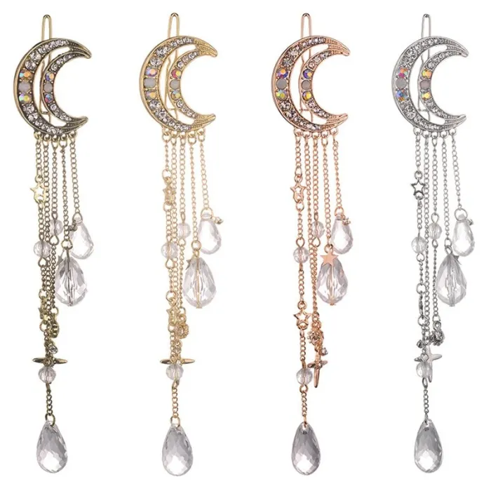 Moon Crescent - haarclip met lange kwastjes / kristallenHaarspelden
