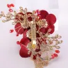 Rood roze bloem - kristallen haarclip - met lange kwastjesHaarspelden