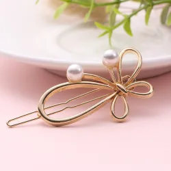 Vlinderstrik - metalen haarclip - met parelsHaarspelden