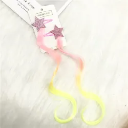 Haarclip met kleurrijk haar - ster / hart / vlinder - 2 stuksPruiken