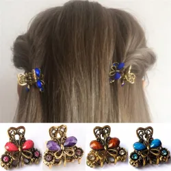 Krab / vlindervormige retro haarclip - met kristallenHaarspelden