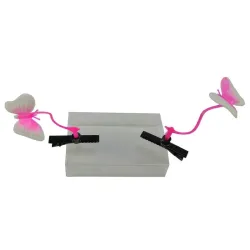 Roze vlinder / lang gras - haarclip - 2 stuksHaarspelden
