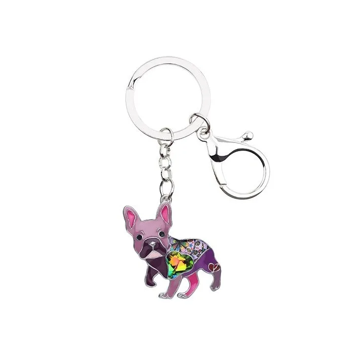 Emaille franse bulldog - metalen sleutelhangerSleutelhangers