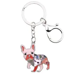 Emaille franse bulldog - metalen sleutelhangerSleutelhangers