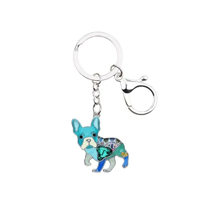 Emaille franse bulldog - metalen sleutelhangerSleutelhangers