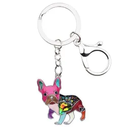 Emaille franse bulldog - metalen sleutelhangerSleutelhangers