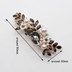 Elegante haarclip met zwarte kristallen bloemenHaarspelden