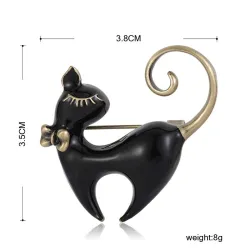 Emaille zwart-witte kat - retro brocheBroches