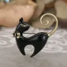 Emaille zwart-witte kat - retro brocheBroches
