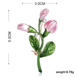Prachtige roze tulp - kristallen brocheBroches