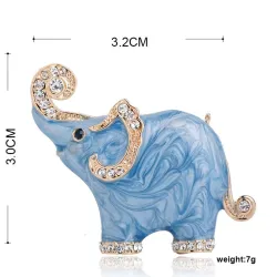 Blauwe broche in de vorm van een olifant - met kristallenBroches
