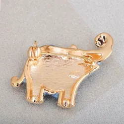 Blauwe broche in de vorm van een olifant - met kristallenBroches