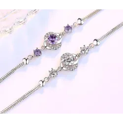 Kristallen klavertje vier armband - 925 sterling zilverArmbanden
