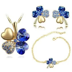 Veelkleurig klavertje vier - ketting / oorbellen / armband - sieradensetHalskettingen