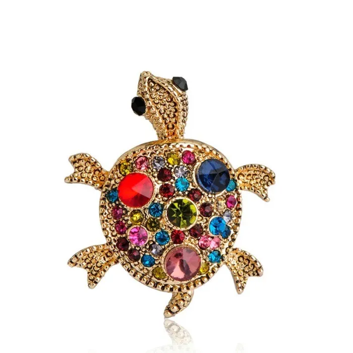 Modieuze broche met kristallen schildpadBroches
