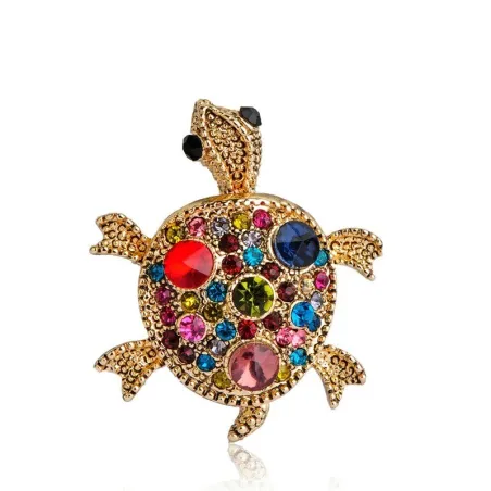 Modieuze broche met kristallen schildpadBroches