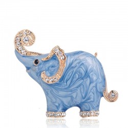 Blauwe broche in de vorm van een olifant - met kristallenBroches
