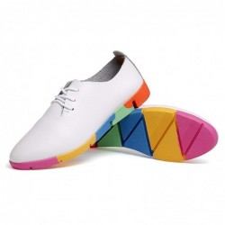Modieuze loafers - platte schoenen - met regenboog zolen / veters - echt leerSchoenen