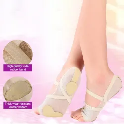 Ballet / dans sokken - open teen / beschermende leren pads - mesh / strassDames mode