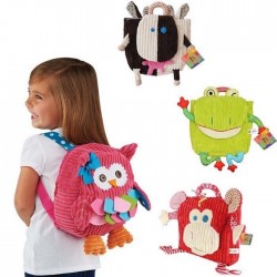 Plush school backpack - pink owlBags