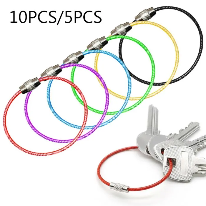 Sleutelhanger van roestvrij staaldraad - rond touw - schroefbare connectorSleutelhangers