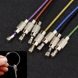 Sleutelhanger van roestvrij staaldraad - rond touw - schroefbare connectorSleutelhangers