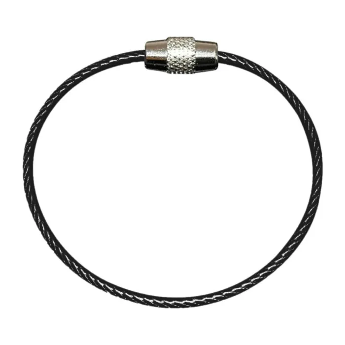 Sleutelhanger van roestvrij staaldraad - rond touw - schroefbare connectorSleutelhangers