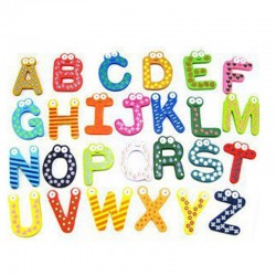 Houten koelkastmagneten - educatief speelgoed - symbolen / alfabet - cijfersKoelkastmagneten
