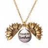 Sunflower shaped pendant with necklace - openable - "You Are My Sunshine" letteringNecklaces