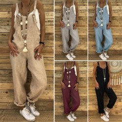 Vintage linnen jumpsuit - veterbandjes - los - wijde pijpenJumpsuits
