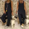 Vintage linnen jumpsuit - veterbandjes - los - wijde pijpenJumpsuits
