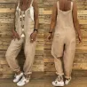Vintage linen jumpsuit - lace up straps - loose - wide legJumpsuits
