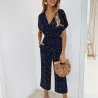 Klassieke jumpsuit met stippen - korte mouw - losse pijpenJumpsuits
