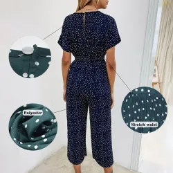 Klassieke jumpsuit met stippen - korte mouw - losse pijpenJumpsuits
