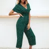 Klassieke jumpsuit met stippen - korte mouw - losse pijpenJumpsuits