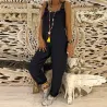 Vintage linnen jumpsuit - veterbandjes - los - wijde pijpenJumpsuits