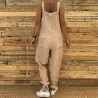 Vintage linen jumpsuit - lace up straps - loose - wide legJumpsuits