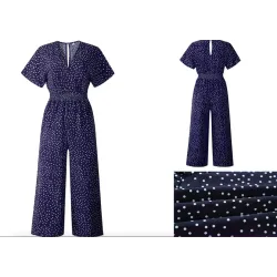 Classic polka dots jumpsuit - short sleeve - loose legJumpsuits