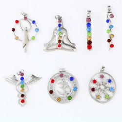 Reiki 7 kristal kralen - Chakra - hanger voor ketting - Yoga / meditatie / engelvormHalskettingen