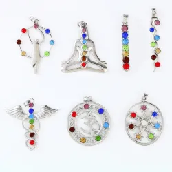 Reiki 7 kristal kralen - Chakra - hanger voor ketting - Yoga / meditatie / engelvormHalskettingen