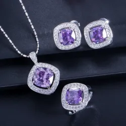 Elegant jewellery set - necklace / earrings / ring - with sapphire - sterling silverNecklaces