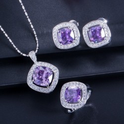 Elegant smyckeset - halsband / örhängen / ring - med safir - sterlingsilver