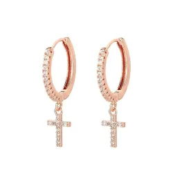 Round crystal hoops earrings with crossEarrings