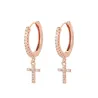 Round crystal hoops earrings with crossEarrings