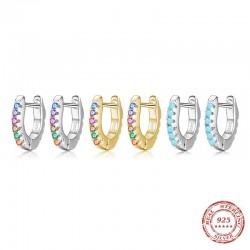 Mini oorringen - 925 sterling zilver - kleurrijke kristallen / turkooisOorbellen