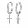 Round crystal hoops earrings with crossEarrings